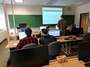 Group working in computer lab