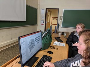 Student working on powerpoint presentation