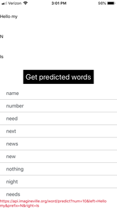 iPhone running the word prediction app